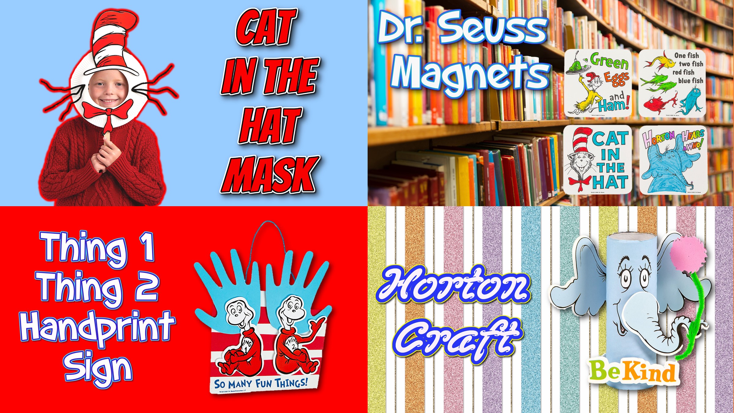 Turner Dr. Seuss Birthday Crafts (Cat in the Hat Mask, Thing 1/ Thing